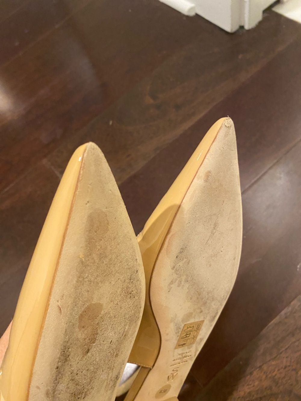 Stuart Weitzman Nude Patent Pointed Slingback Flats - Picture 6 of 6